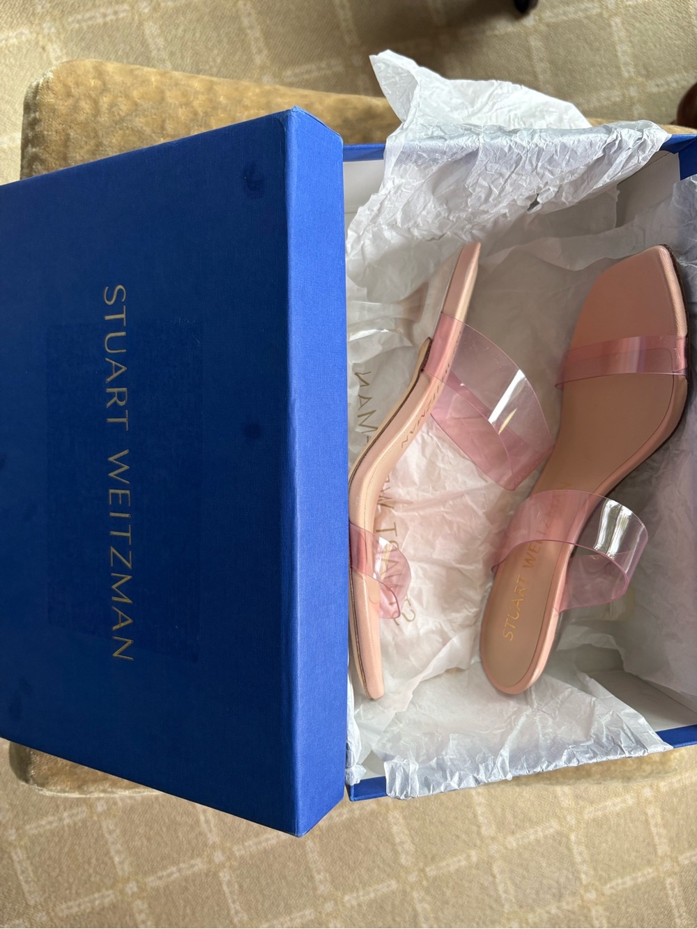 NWT Stuart Weitzman Pink Transparent Two‑Band Mules (original price $480) - Picture 9 of 11